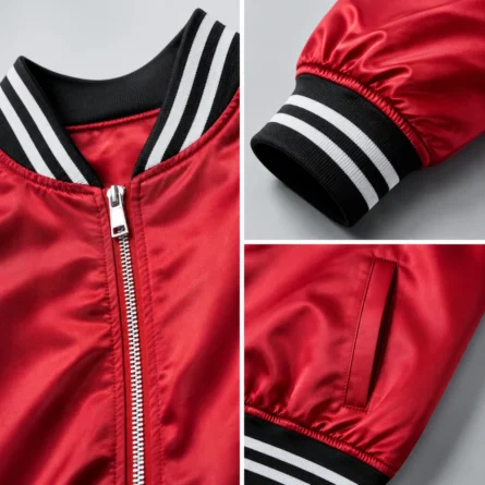 Custom Satin Varsity Bomber Jacket - Image 2