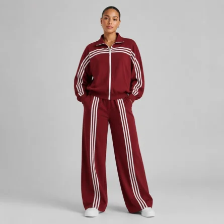 Custom Women Stripe Wide-Leg Tracksuit - Image 4