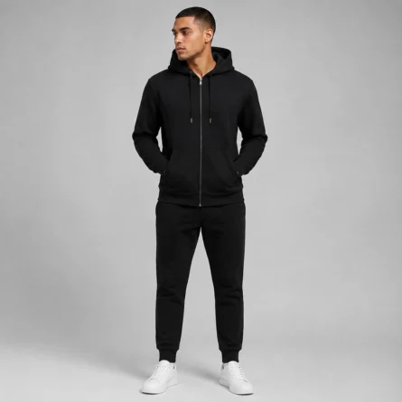 Custom Black Hoodie Jogger Tracksuit - Image 2