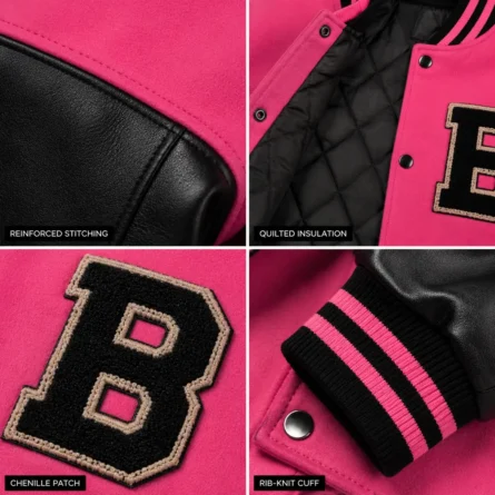 Women Chenille Patch Cropped Jacket Varsity - Image 2