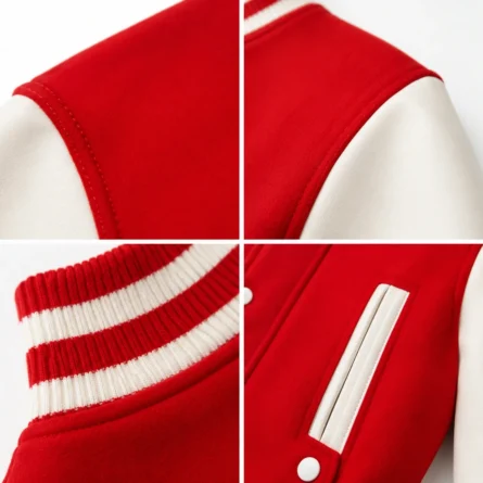 Classic Red and White Varsity Jacket - Image 4
