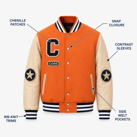 Custom CORE Patch Varsity Jacket - Image 2