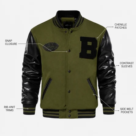 Custom Men B-Letter Varsity Jacket - Image 3