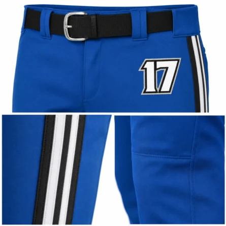 Custom Royal Blue Baseball Pants with Side Stripes - Image 4