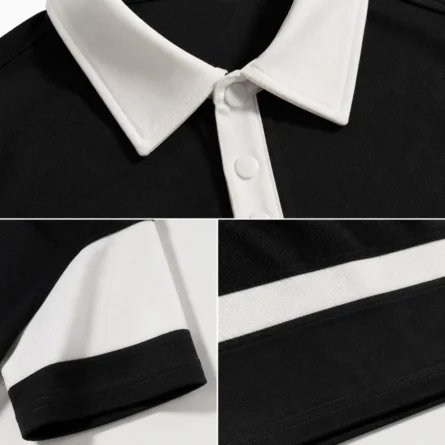 Color-Block Oversized Cotton Polo Shirt - Image 3