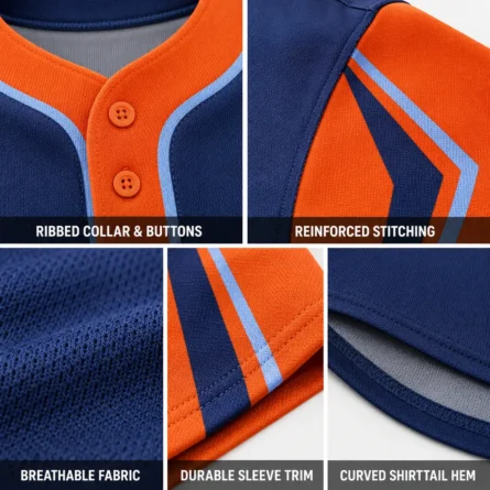 Custom Full-Button Baseball Jersey - Image 4