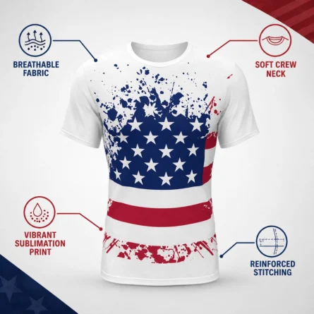 Custom American Flag Print T-Shirt - Image 4