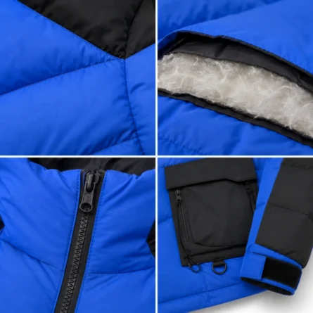 Royal Blue Hooded Puffer Jacket - Image 2