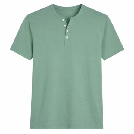 Custom Men Short-Sleeve Cotton  Henley Shirt - Image 5