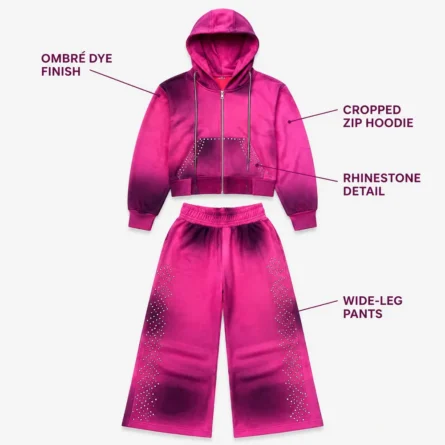 Custom Rhinestone Cropped Tracksuit - Image 3
