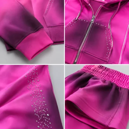 Custom Rhinestone Cropped Tracksuit - Image 4