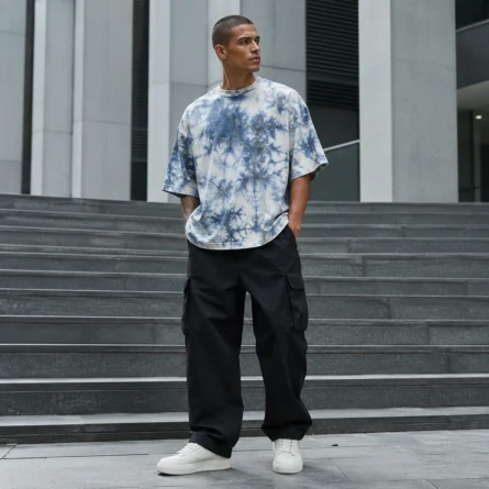 Custom Blue Ice Tie-Dye Oversized T-Shirt - Image 4