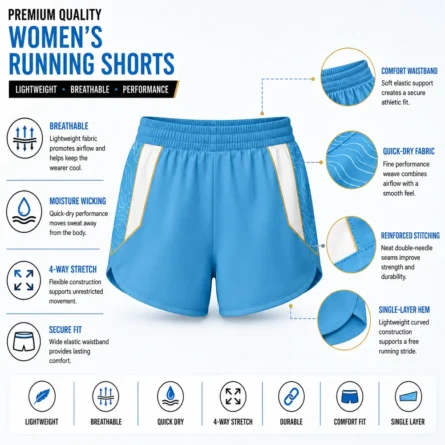 Custom Women Sky Split-Hem Running Shorts - Image 4