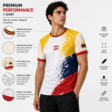 Custom Colombia Sublimation Sports T-Shirt - Image 3
