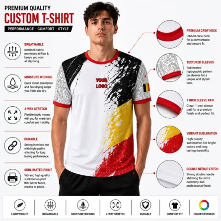 Custom Belgium Sublimation Sports T-Shirt - Image 3