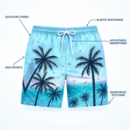 Custom Men Print Beach Shorts - Image 3