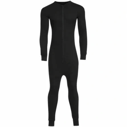 Men Full-Zip Black Base Layer Jumpsuit