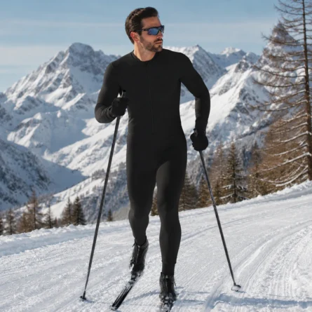 Men Full-Zip Black Base Layer Jumpsuit - Image 4