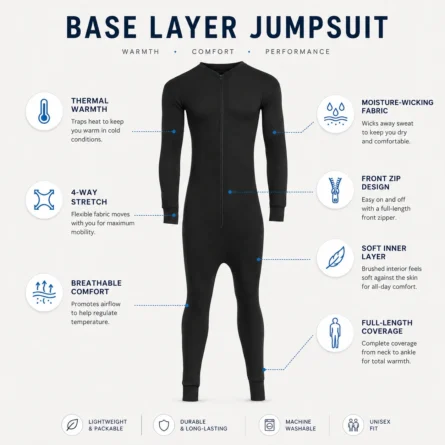 Men Full-Zip Black Base Layer Jumpsuit - Image 5