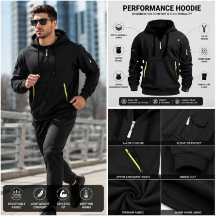 Custom Men Quarter-Zip Pocket Hoodie - Image 2