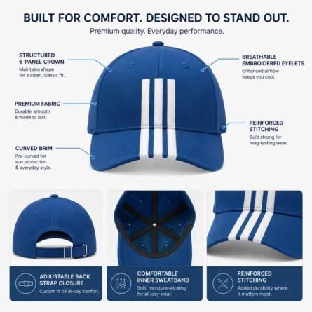 Premium Blue Baseball Cap - Image 2