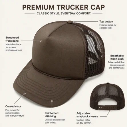 Custom Brown Mesh Trucker Cap - Image 3