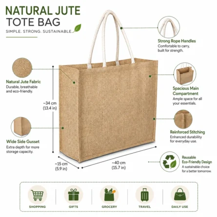 Custom Natural Jute Shopping Tote Bag - Image 3