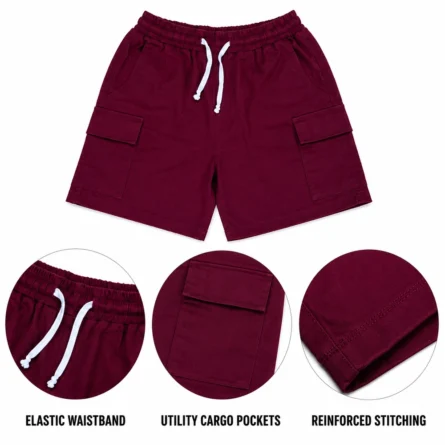 Premium Maroon Utility Cargo Shorts - Image 2