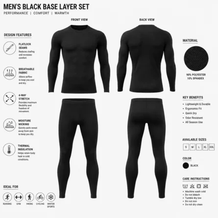 Custom Men Black Base Layer Set - Image 4