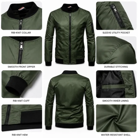Custom Men Olive Green Windbreaker - Image 3