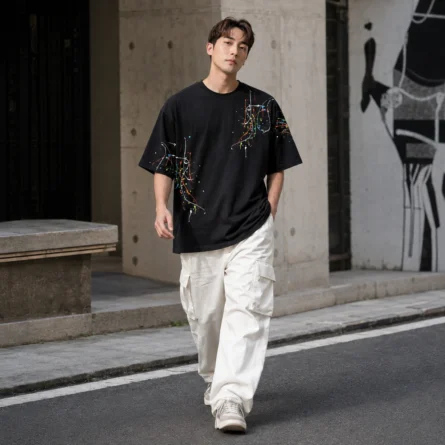 Paint-Splatter Oversized Cotton T-Shirt