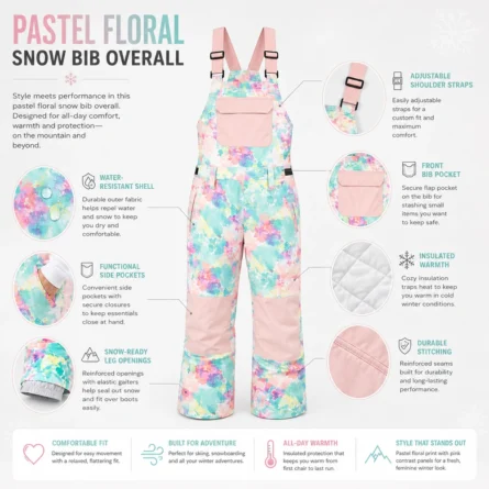 Custom Pastel Floral Snow Bib - Image 2