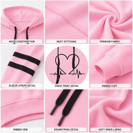 Custom Women Hoodie with Sleeve Stripes - Image 2