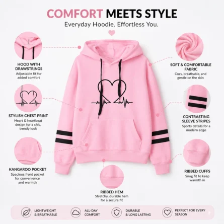 Custom Women Hoodie with Sleeve Stripes - Image 4