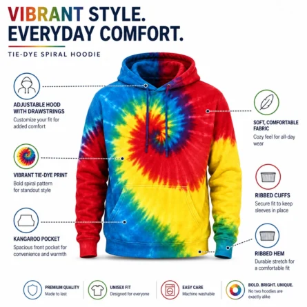 Custom Rainbow Tie-Dye Hoodie - Image 3