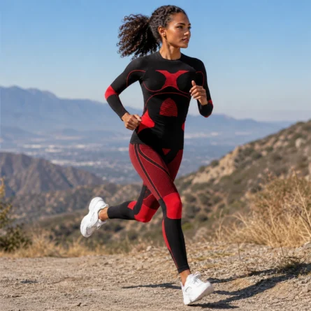 Custom Women Red & Black Seamless Base Layer Set - Image 4