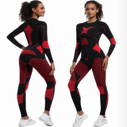 Custom Women Red & Black Seamless Base Layer Set - Image 5