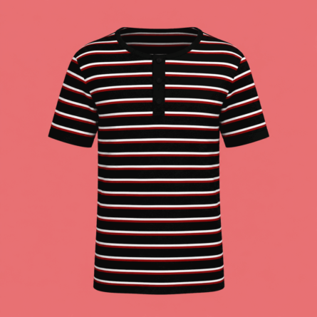 Custom Men Striped Cotton Henley T-Shirt