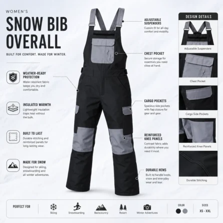 Custom Women Insulated Snow Bib - Image 3