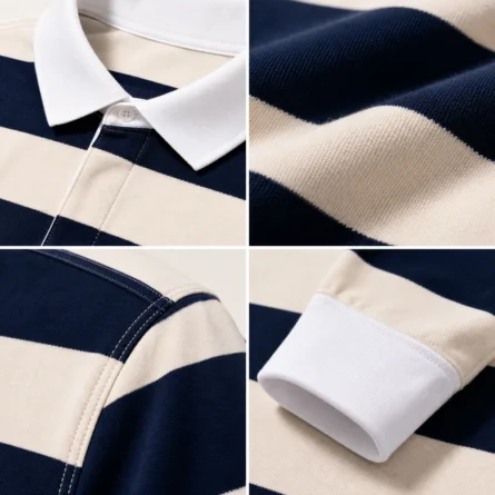 Custom  Striped Long-Sleeve Rugby Shirt - Image 3