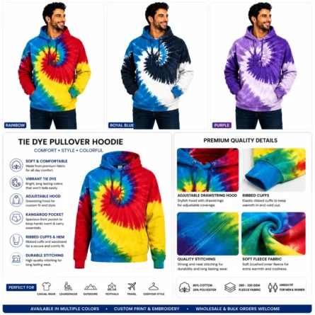 Custom Rainbow Tie-Dye Hoodie - Image 5