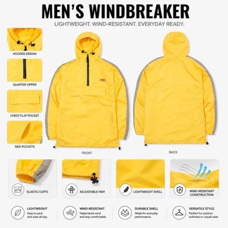 Custom Yellow Windbreaker Jacket - Image 3