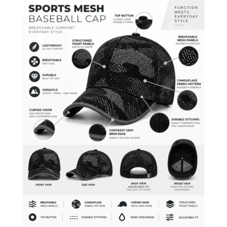 Custom Black Camouflage Mesh Cap - Image 4