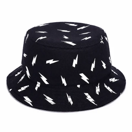 Custom Bolt Black Graphic Bucket Hat