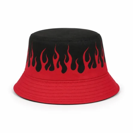 Custom Flame Red and Black Bucket Hat
