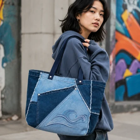 Patchwork Denim Tote Bag