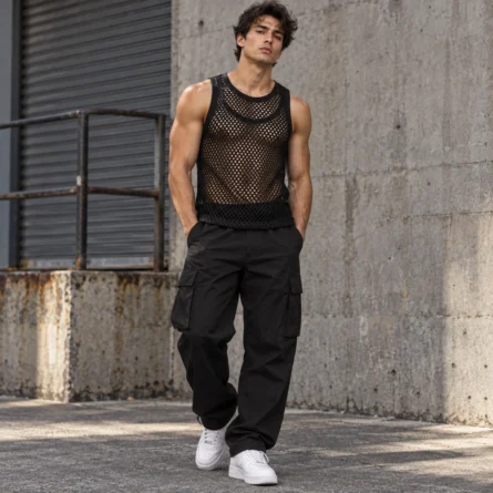 Custom Black Mesh Tank Top/Singlet - Image 2