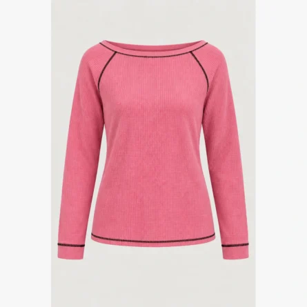 Women Boat-Neck Contrast-Stitch T-Shirt