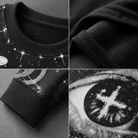 Custom Black Celestial Crewneck Sweatshirt - Image 2