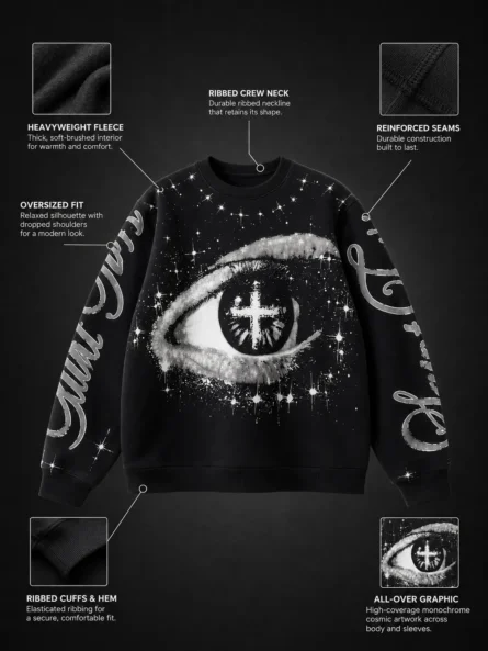 Custom Black Celestial Crewneck Sweatshirt - Image 4